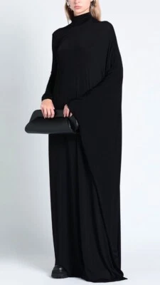 Balenciaga Black Minimal Long Sleeve Mock Neck Drape Maxi Cape Dress FR 36 US 2 - Image 1 of 4