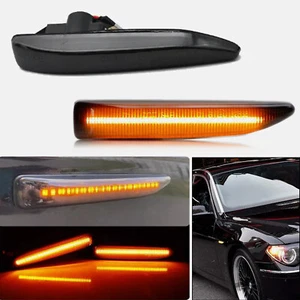 Smoked Lens Amber LED Front Side Marker Light For 02-08 BMW E65 E66 E67 7 Series - Picture 1 of 6