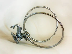 Dolphin Towel Rings French Vintage Bathroom with Art Deco Fish Bracket - Picture 1 of 11