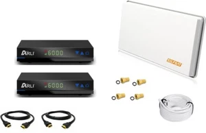 Digitale Sat Anlage Spiegel 2 Teilnehmer Antenne Mobile Mini SET HDTV 4K UHD 3D - Bild 1 von 5
