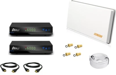 Digitale Sat Anlage Spiegel 2 Teilnehmer Antenne Mobile Mini SET HDTV 4K UHD 3D - Bild 1 von 4