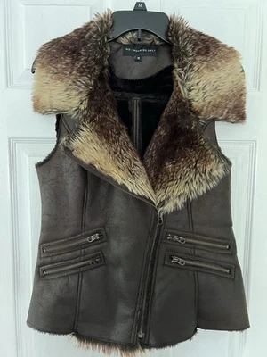 Jaqueta colete de pele sintética MO X somente membros M marrom vegana desgastada moto zíper completo - Imagem 1 de 4