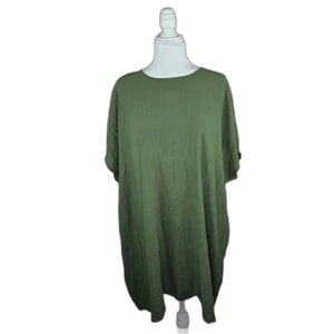 Madewell Crewneck Button-Back Easy Dress Palm Tree Green 3XL - Picture 1 of 10