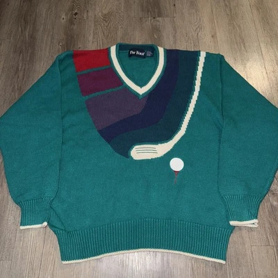 Suéter de golf vintage Par Four para hombre talla grande tejido de algodón Ramie años 90 camiseta usada en excelente estado Foto 1 de 4