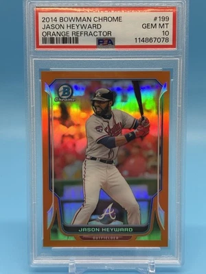 Bowman Chrome Jason Heyward Orange Refractor 2014/25 #199 - PSA 10 gemas como nuevo Foto 1 de 2