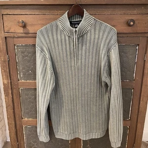 Hathaway Men M Ribbed Sweater 1/4 Zip Sage Heavyweight Long Sleeve Cottagecore - Picture 1 of 12