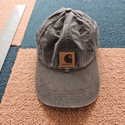 Gorra de béisbol Carhartt Stone marrón con parche frontal de cuero sombrero de lona con tirantes X6a Foto 1 de 4