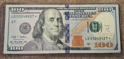 $100 DOLLAR BILL US BILL STAR NOTE, SERIES 2009 A , LG 03249027* - Image 1 of 2