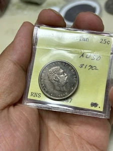 1883 Hawaii Quarter 25C Silver Coin High Grade Rare - Picture 1 of 2