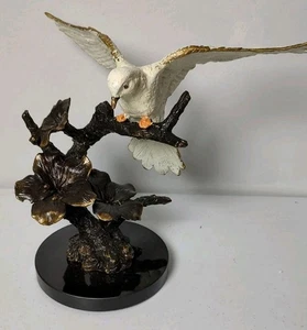 Viridian Bay Solid Brass Sculpture Dove on a branch Flower Peace Symbol HEAVY - Picture 1 of 10