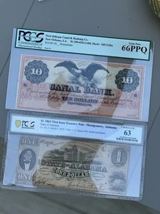 LOT 1863 $1 Alabama $10 Canal Bank PCGS 63/60PPQ GEM UNC DOLLAR United States🔥 - Picture 1 of 12