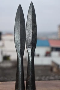 Medieval Viking Leaf Design high carbon steel Spearhead Set Of 2 - Picture 1 of 6