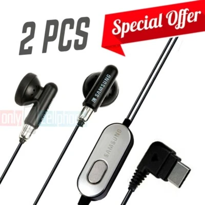 Lot of 2 OEM Samsung Stereo Headset w/MIC for T519 T629 T809 U420 U740 M610 M620 - Image 1 of 3