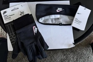Nike Club Fleece Headband and Gloves Set Youth Medium Black/Pink Foam - Picture 1 of 6
