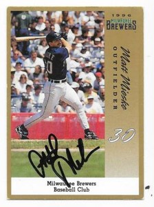 MATT MIESKE 1996 MILWAUKEE BREWERS POLICE AUTOGRAPHED SIGNED # 30 BREWERS