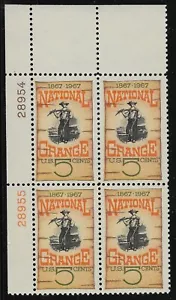 US Scott #1323, Plate Block #28955/28954 1967 National Grange FVF MNH Upper Left - Picture 1 of 1