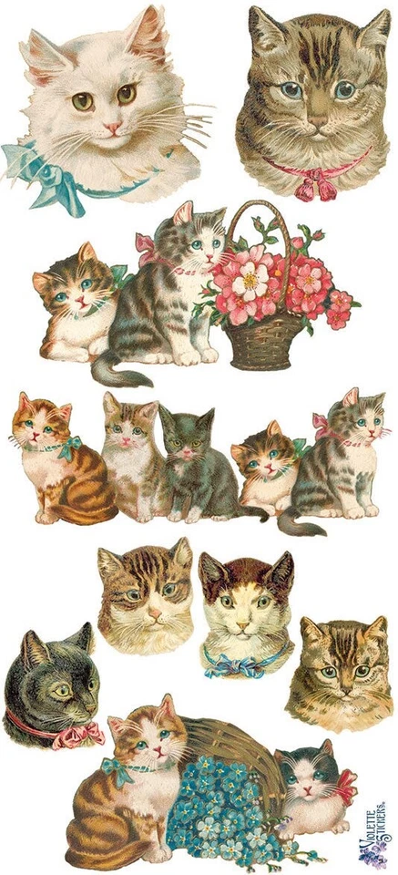 Violette Stickers Victorian Kitty Cat Stickers Scrapbook Craft Planner Supply