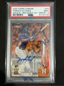 2020 Topps Chrome Update Yordan Alvarez #YA RC Auto-ORANGE #19/25 PSA 9 Rookie