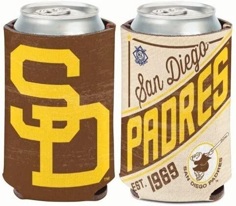 San Diego Padres Retro Logo Can Koozie (1) Holder Collapsible 2 sides Free Ship Cover