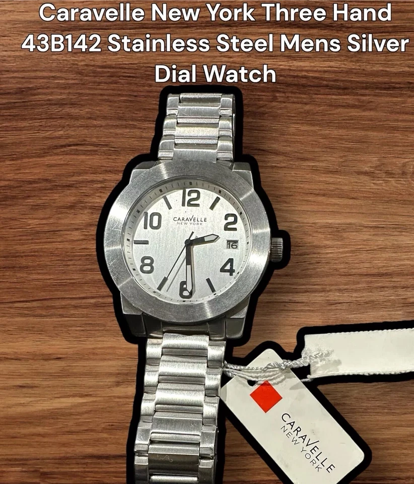 Reloj Caravelle By Bulova Tres Manos NY 43B142 Acero Inoxidable Hombre Esfera 46mm Foto 1 de 4
