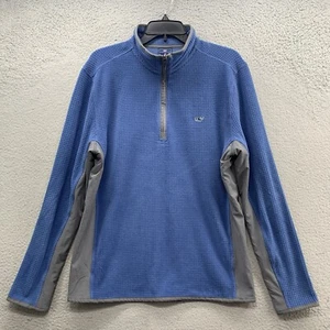 Neu mit Etikett Vineyard Vines Herren 1/2 Reißverschluss Pullover Gitter Fleece blau Moonshine Logo Größe M - Bild 1 von 16