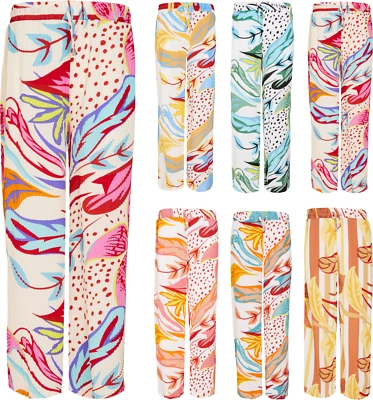 Ladies Womens Palazzo Trousers Harem Loose Baggy Spring Summer Floral Pants NEW - Image 1 of 4