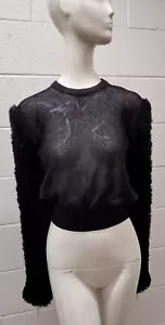 VTG Marc Jacobs Couture Top Black Sheer Metallic Evening Wear Fuzzy Long Sleeve - Picture 1 of 24