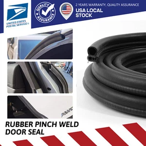 2Pcs 19FT Black Rubber Seal with Side Bulb Universal Car Door Weather Stripping - Picture 1 of 8