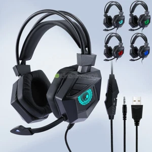 3.5mm Gaming Headset w/ Mic LED Headphones Stereo Super Bass For PC PS4 Xbox One - Picture 1 of 51