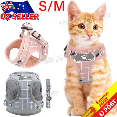 Kitten Dog Cat Walking Harness Lead Leash Collar Pet Vest Mesh Adjustable NEW - image 1 of 4