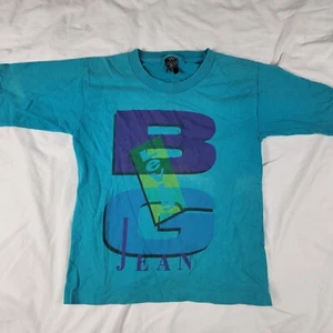 Vintage Levis Big Jean Kids Small Graphic Tee Shirt Turquoise School Casual - Picture 1 of 10