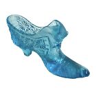 Fenton Glass Shoe Aqua Blue Cats Head Slipper Daisy & Buttons Snakeskin Pattern