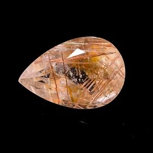 Natural Golden Rutile Quartz Pear Shape Faceted Loose Gemstone 2.80 Ct 12X8X5 mm - Picture 1 of 3