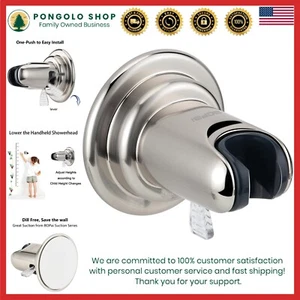 Soporte para cabezal de ducha con ventosa - 20° ajustable, fácil instalación en níquel cepillado - Imagen 1 de 9