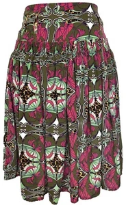 Gonna corta verde oilily 100% seta taglia small/XS vita 26 multimodello nuova con etichette - Foto 1 di 17