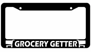 Grocery Getter Black License Plate Car Frame Daily Driver - Foto 1 di 2