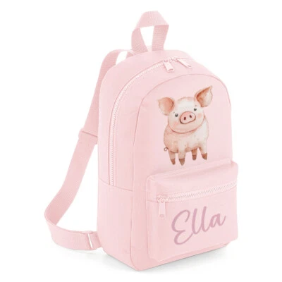 GROOVY INKS LTD Personalisierter Mini-Rucksack Schwein Ferkel Schulanfang Kinder individuell Kindergartentasche