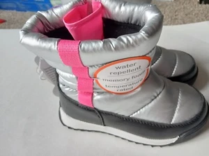 MÄDCHEN WONDER NATION Kleinkind Mädchen GRÖSSE 9 geschwollene Stiefel SCHNEE - 5F WINTER SILBER ROSA - Bild 1 von 4