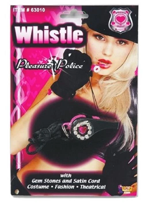Rhinestone Officer Whistle - Pink/Black - Costume Accessory - Functional Prop - Image 1 of 1