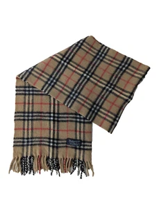 BURBERRY London Vintage Classic Nova Check Knit 100% Lambs Wool Beige SCARF - Picture 1 of 6