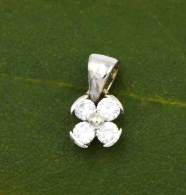 14k White Gold Designer UNT-D Diamond Flower Pendant/Charm - Image 1 of 4