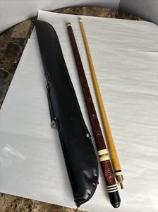 Vintage Wood Carved Pool Cue Stick With Case 20oz 57” - Picture 1 of 9