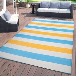 Rugshop Outdoor Rug 8x10 Contemporary Stripe Reversible Plastic Rugs Patio Rugs - Picture 1 of 10
