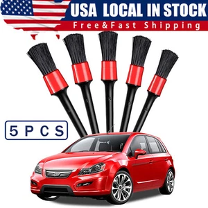 5PC Car Detailing Brush Kit Boar Hair Vehicle Auto Interior For Wheel Clean Sets - Picture 1 of 21