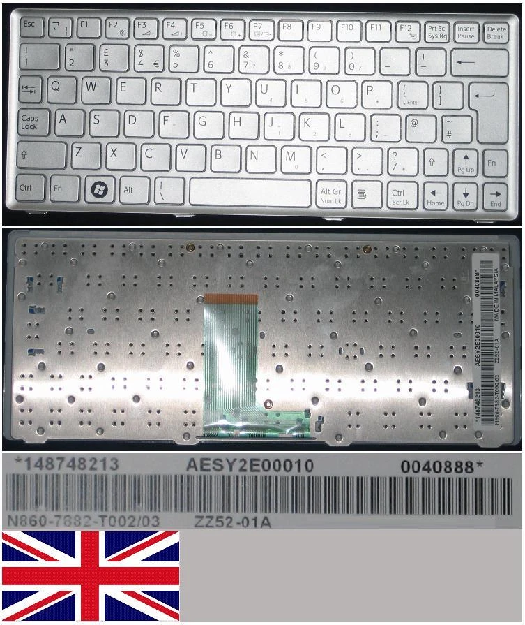Tastiera qwerty UK SONY Vaio VPC - W VPC-W217 ZZ52-01A 148748213 Grigio/Argento - Immagine 1 di 1