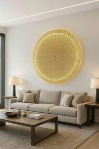 Handmade Moroccan Brass Wall Light: Intricate Oriental Home Decor, Antique Brass - Picture 1 of 4
