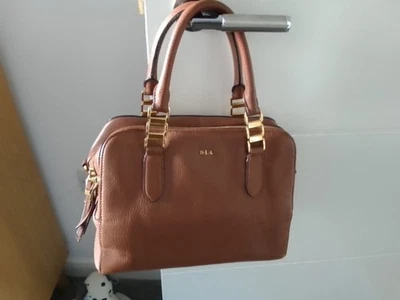 Ralph Lauren Callie Pebbled Leather Satchel Bag, Cognac 27cm H x35 cm L x 14 D. - Image 1 of 4