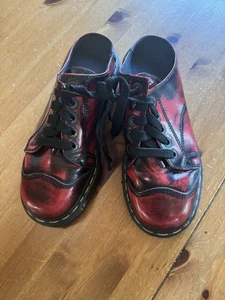 Vintage 90s Doc Marten Red Rub Off Mule Slip In Clog Size 6 - Picture 1 of 6