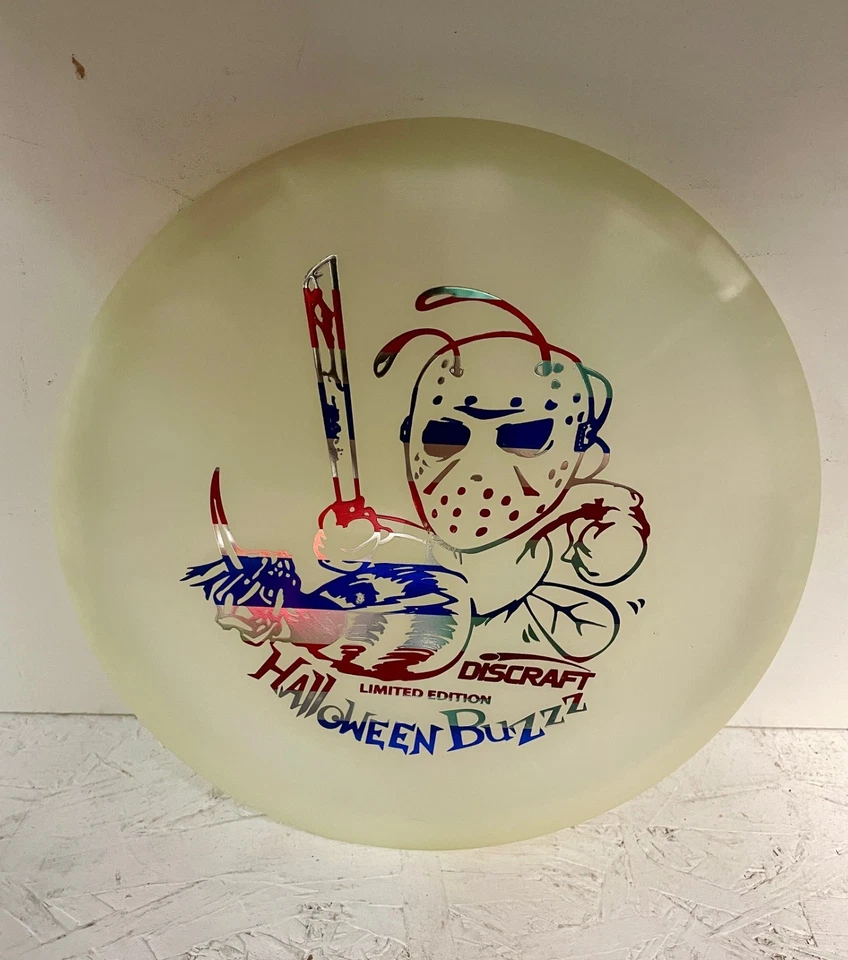 FLY GREEN DISC GOLF RARE 2015 ZGLO DISCRAFT HALLOWEEN JASON VOORHEES BUZZZ FLAG - Image 1 of 1