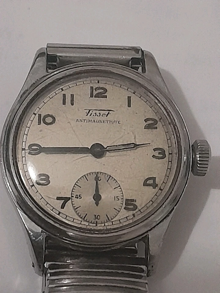 Tissot 1940s Antimagnetique Waterproof Shock absorber Non magnetic 32mm S/Steel - image 1 of 4